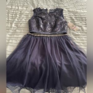 Sequin hearts two piece dress. Juniors size 11. Navy blue